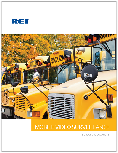 students on school bus, school bus audio equipment brochure